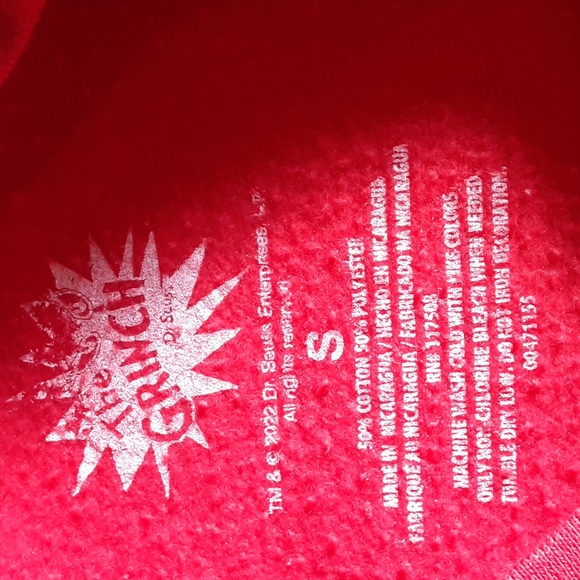 THE GRINCH Iconic Fleece Lined 50-50 Cotton Blend Size Small - Picture 7 of 7